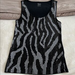 Michael Kors Black and Silver Sequin Tank Top
